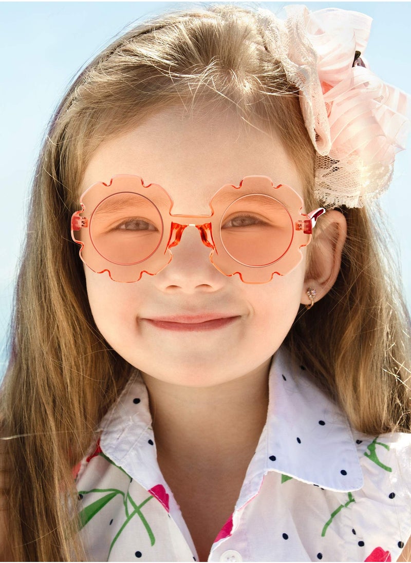SYOSI Kids Sunglasses, 4 Pcs Round Flower Shaped  Toddler Flower Glasses with 4 Pack Glasses Cloth 4 Pack Flannel Bag for Baby Girls Boys Party Favor  - Image 2