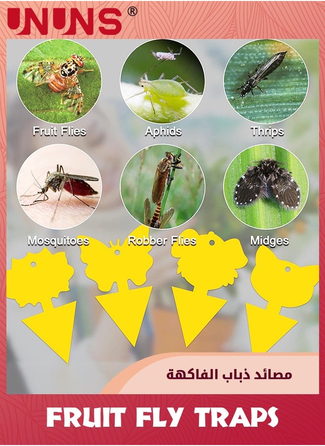 44 حزمة من الفخاخ الصفراء اللزجة، مصائد ذباب فواكه البعوض من أجل صائد الحشرات في الداخل من أجل الذباب الأبيض والفطريات والبعوض والحشرات الطائرة البيضاء