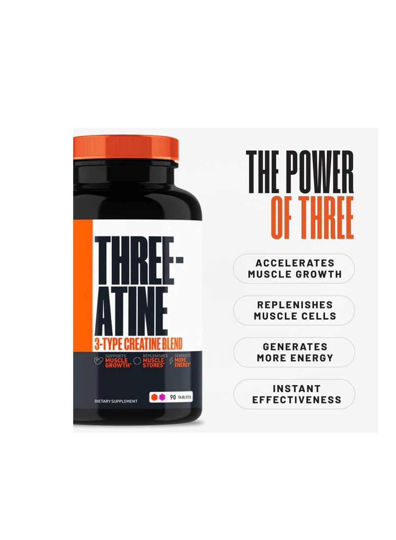 Crazy Muscle Creatine Pills, 5g 3X Pure Creatine Monohydrate Pills, Pre Workout Bulk Muscle Mass Gainer, High Absorption Easy to Take ThreeAtine 3 Type Optimum Performance for Lean Growth Men Women, 90 Tablets - Image 2