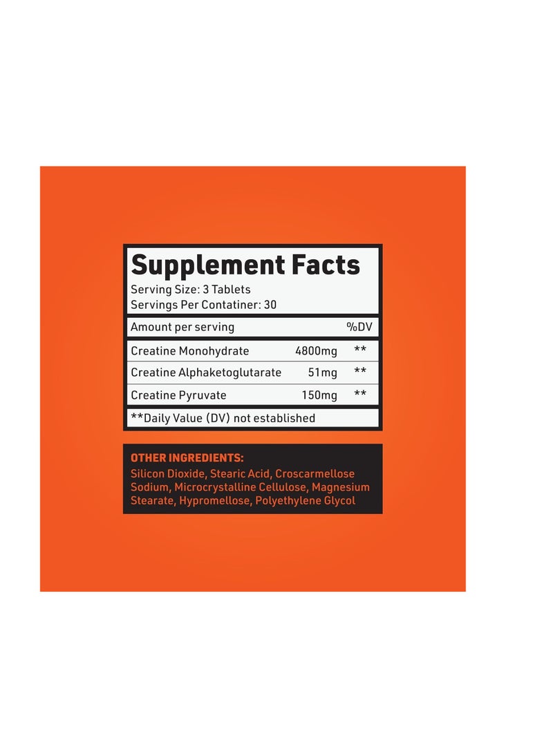 Crazy Muscle Creatine Pills, 5g 3X Pure Creatine Monohydrate Pills, Pre Workout Bulk Muscle Mass Gainer, High Absorption Easy to Take ThreeAtine 3 Type Optimum Performance for Lean Growth Men Women, 90 Tablets - Image 3