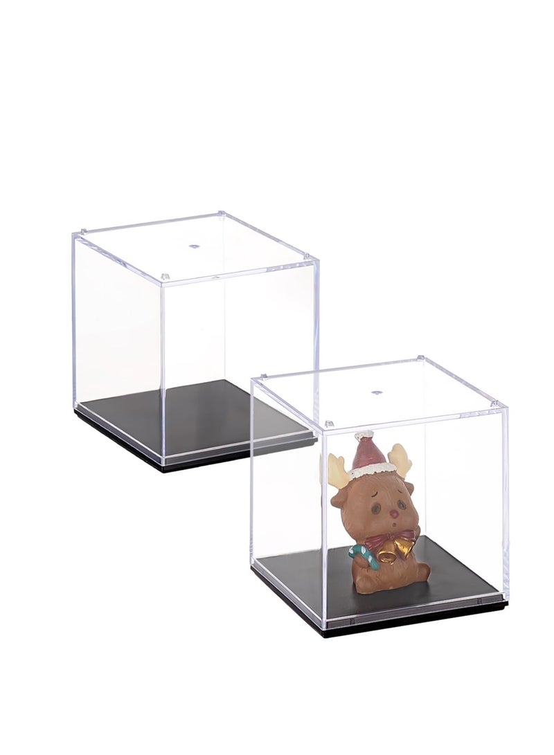 KASTWAVE 2 Pack Minifigure Display Case, Dustproof Acrylic Minifigure Display Cases, Suitable for Collection Models Minifigures, Bricks Blocks Toys (5*5*5cm) - Image 1