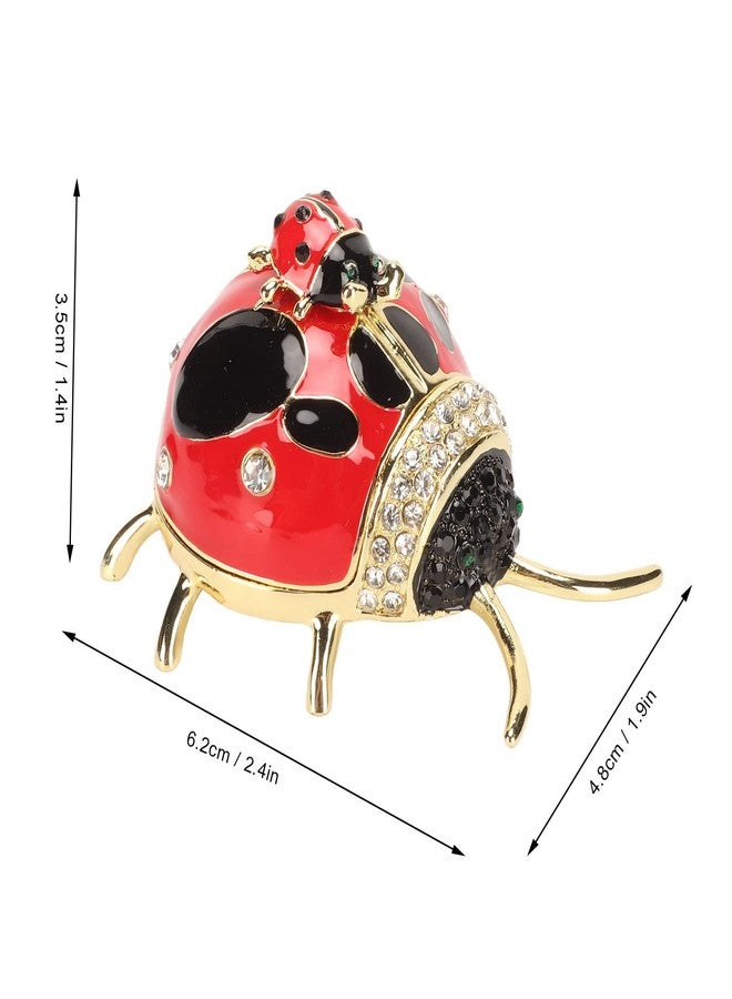 Zerodis Trinket Box, Trinket Box Hinged Hand Painted Red Colored Enamel Crystal Hand Painted Rings Earrings Jewelry Storage Box Ornament - Image 5