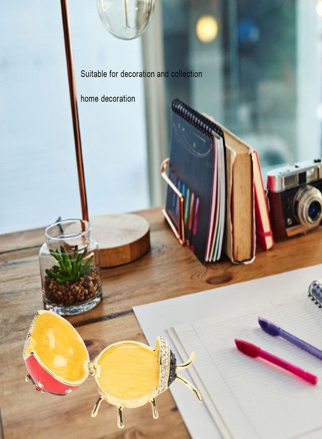 Zerodis Trinket Box, Trinket Box Hinged Hand Painted Red Colored Enamel Crystal Hand Painted Rings Earrings Jewelry Storage Box Ornament - Image 3