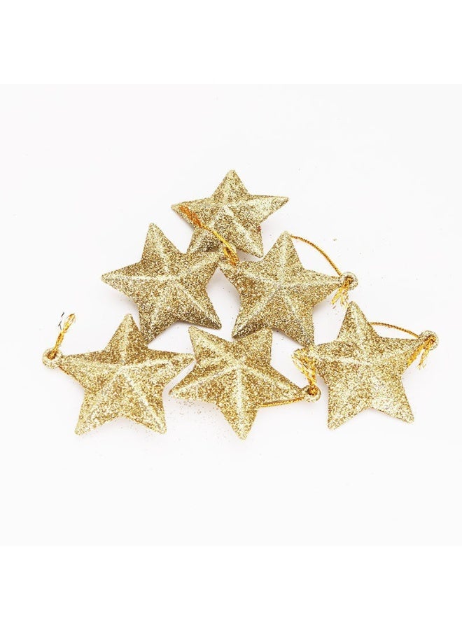 إسكدنيا زخارف النجوم المتلمعة لشجرة عيد الميلاد قلادة خمس نقاط النجوم الزخارف المعلقة لشجرة عيد الميلاد - Image 1