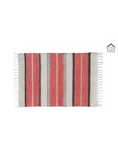 H2H H2H Cotton Stripe Design|Unique Color Combination Bedside Rectangular Rug|60Cm X 90Cm-Red (60X90Cm)  - Image 4