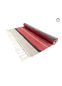 H2H H2H Cotton Stripe Design|Unique Color Combination Bedside Rectangular Rug|60Cm X 90Cm-Red (60X90Cm)  - Image 3
