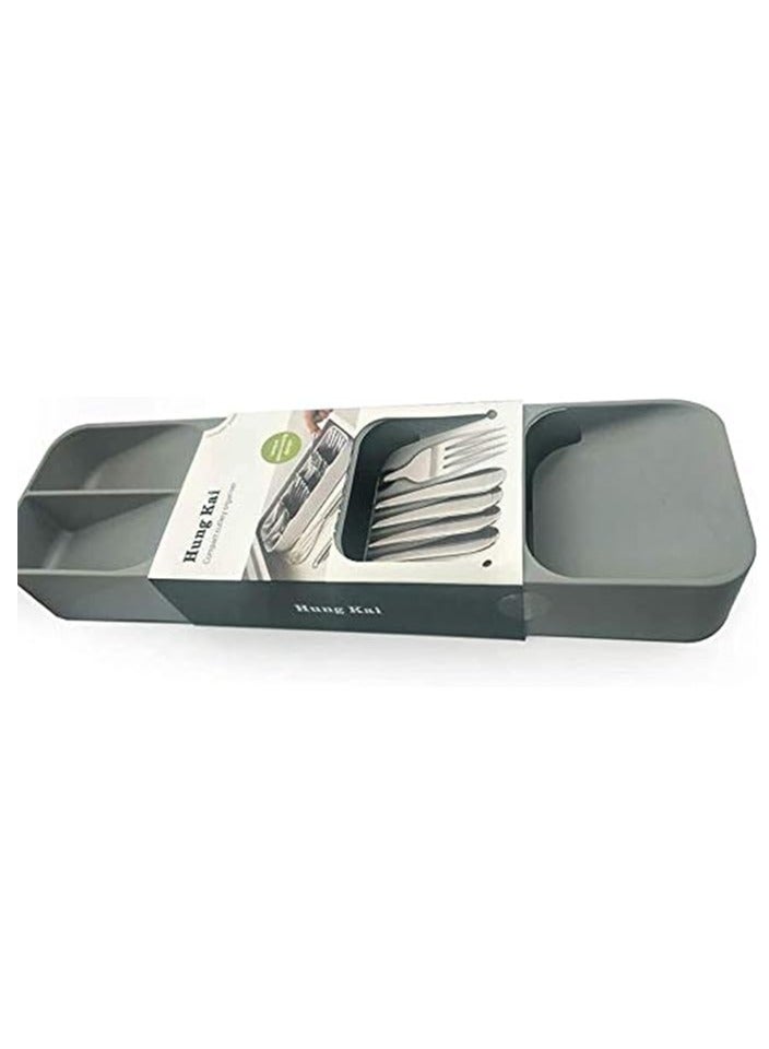 اي ار تي سي صينية تنظيم أدوات المائدة وأدوات المائدة الفضية من ARTC وصندوق تخزين صغير الحجم للملعقة والشوكة والسكين باللون الرمادي - Image 3