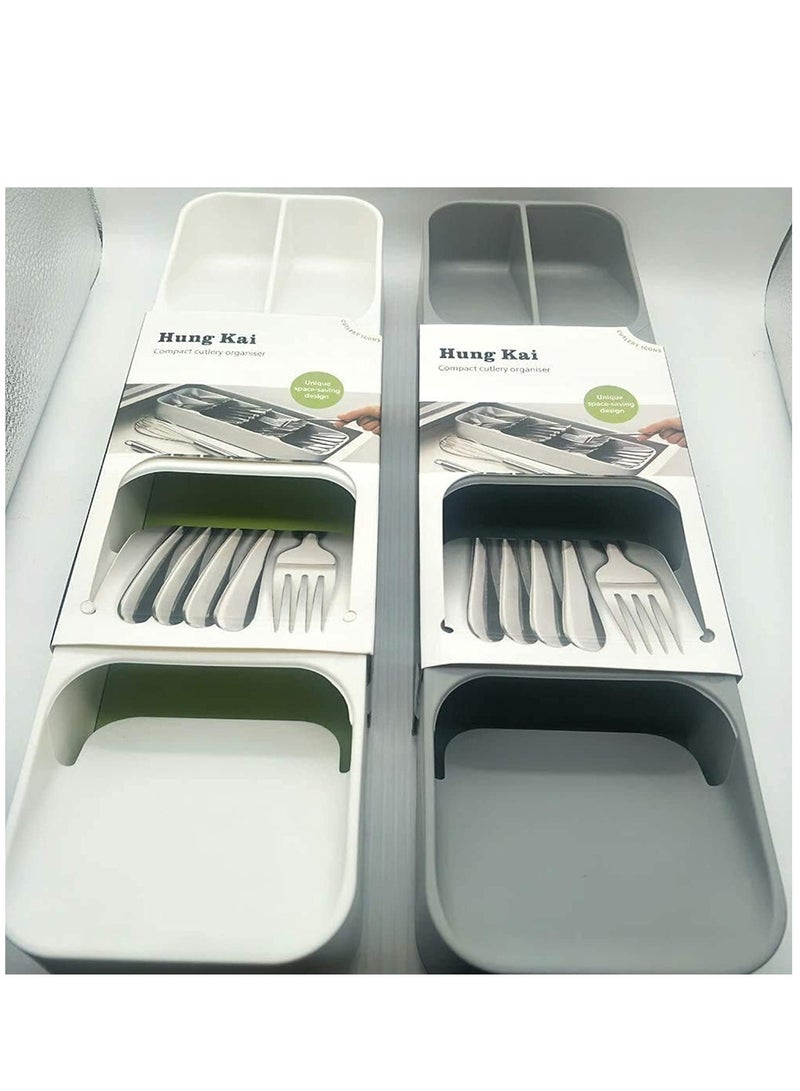 اي ار تي سي صينية تنظيم أدوات المائدة وأدوات المائدة الفضية من ARTC وصندوق تخزين صغير الحجم للملعقة والشوكة والسكين باللون الرمادي - Image 5