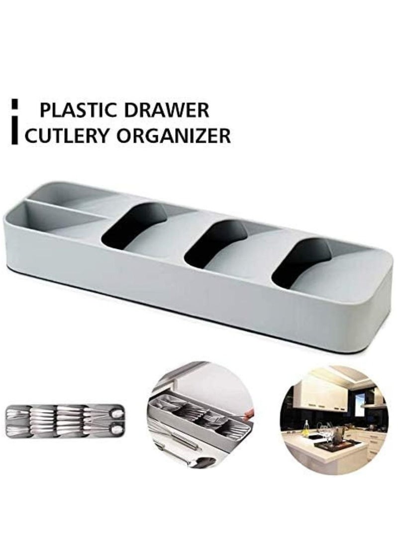 اي ار تي سي صينية تنظيم أدوات المائدة وأدوات المائدة الفضية من ARTC وصندوق تخزين صغير الحجم للملعقة والشوكة والسكين باللون الرمادي - Image 1