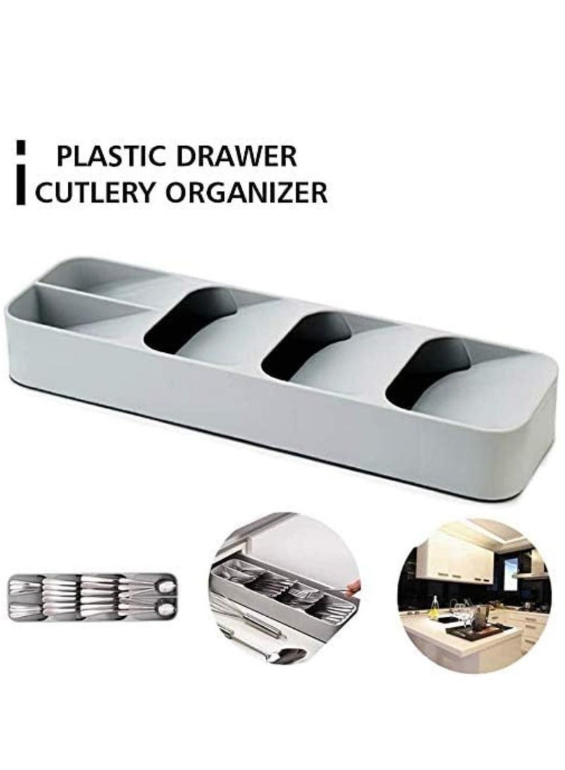 ARTC Cutlery And Silverware Organizer Tray And Drawer Compact Storage Box For Spoon And Fork And Knife Grey Color - Image 1