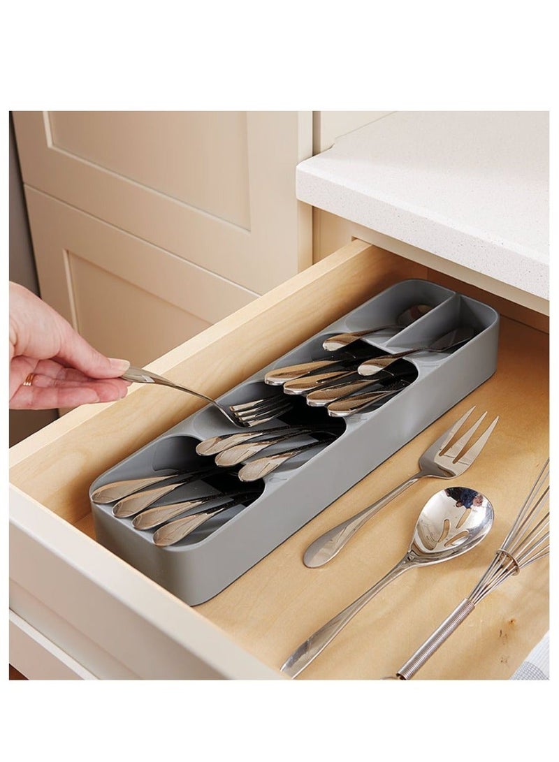 ARTC Cutlery And Silverware Organizer Tray And Drawer Compact Storage Box For Spoon And Fork And Knife Grey Color - Image 2