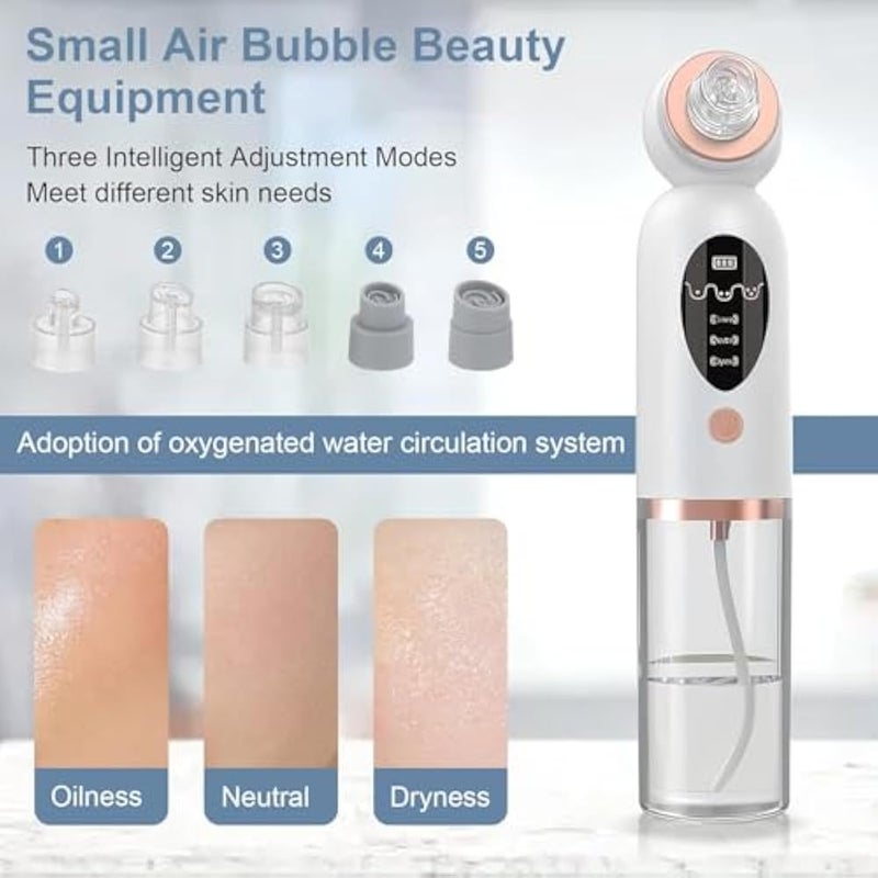 Electric Facial Liposuction Pore Cleaner Blackhead Remover USB Rechargeable with Mini Water Bubble System, Deep Pore Cleaner with 6 Modes and 6 Suction Heads, Comprehensive Skin Care for Men and Women - Image 2