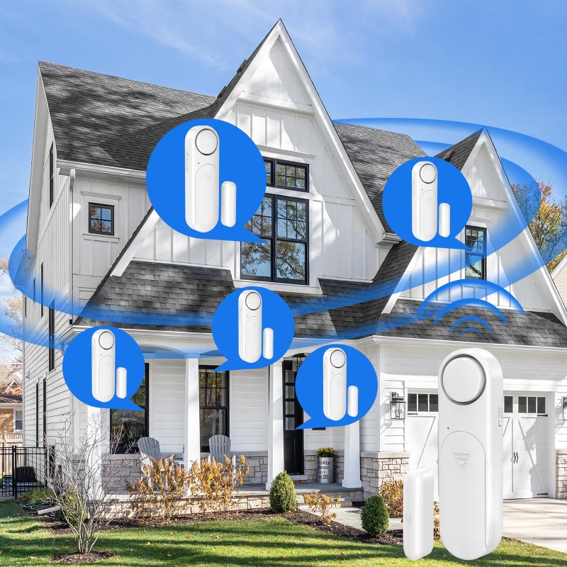 METAK Window and Door Alarm When Opened (5 Pack) for Kids Safety/Home Security, Sliding Front Door Opening Sensor Alarms for Dementia, 120dB Burglar Alert, Ideal for Business, Garage, Apartment,House, White - Image 5