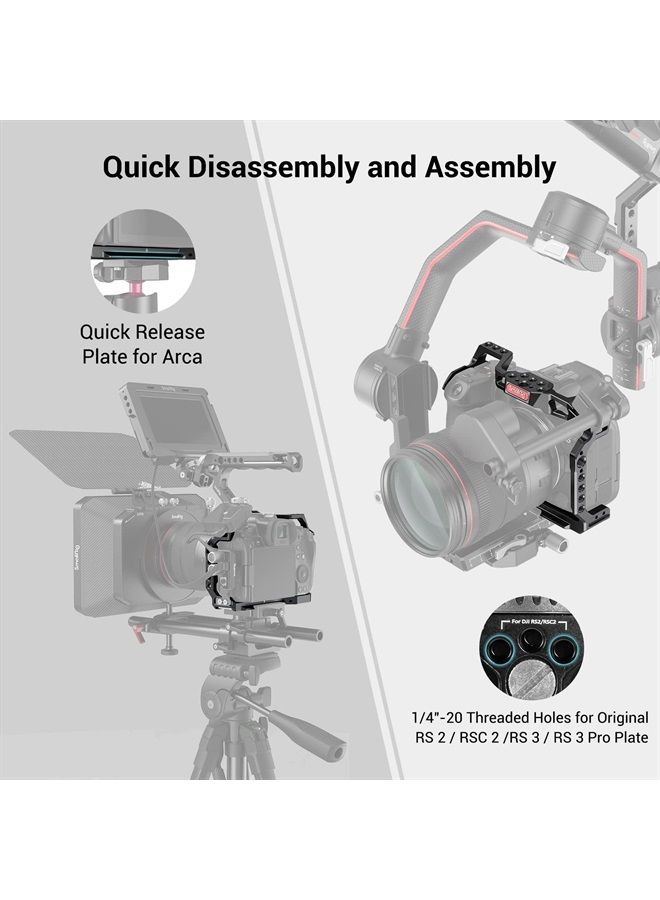 SmallRig R5 / R5 C / R6 Cage for Canon R5 R6 R5 C, Aluminum Alloy DSLR Rig Stabilizer with Cold Shoe, 1/4"-20 and 3/8"-16 Threaded Holes for Filmmaking, Video Shooting 2982B - Image 5
