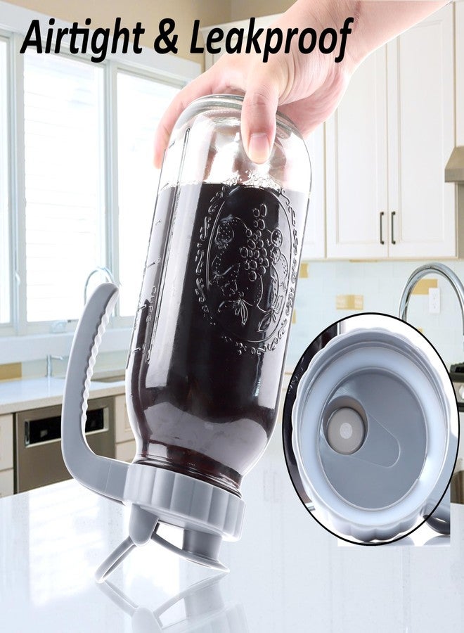 MBSRITY Cold Brew Coffee Maker 64 OZ 2 Pack Mason Jar Cold Brew Pitcher With Infuser 2 Quart Wide Mouth Iced Coffee Maker With Pour Spout Lid And Handle Half Gallon Airtight & Leakproof Pitcher For Fridge - Image 3