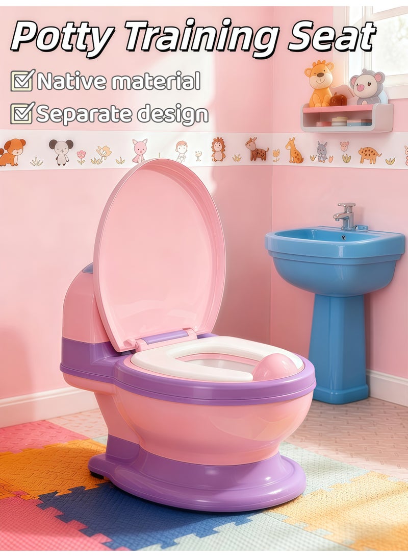 XiuWoo Baby Potty Toilet Seat Potty Training Seat Toddler Potty Chair with Soft Seat, Removable Potty, Toilet Paper Holder and Splash Guard Anti-slip for Toddlers, Removable Toilet, Holds Paper Towel, Splash Proof（Pink+Purple） - Image 1