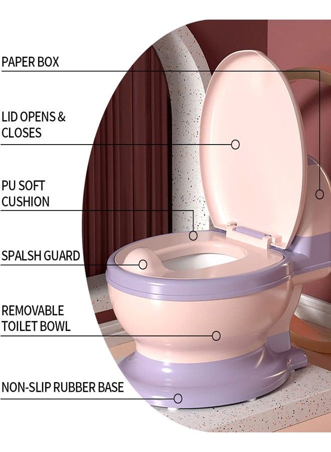 Baby Potty Toilet Seat Potty Training Seat Toddler Potty Chair with Soft Seat, Removable Potty, Toilet Paper Holder and Splash Guard Anti-slip for Toddlers, Babies and Children  - Image 3