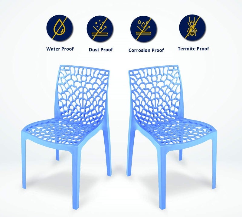 Binani Web Dining/Cafeteria/Designer Armless Heavy Duty Plastic Chair for Home,Office and Garden (Set of 1, Soft Blue) - Image 5