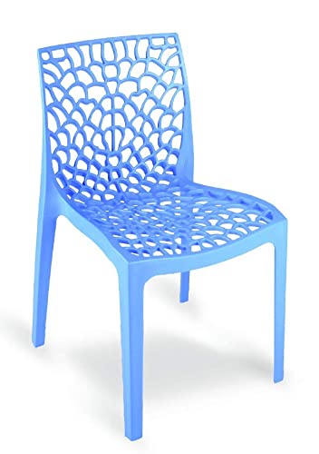 Binani Web Dining/Cafeteria/Designer Armless Heavy Duty Plastic Chair for Home,Office and Garden (Set of 1, Soft Blue) - Image 1