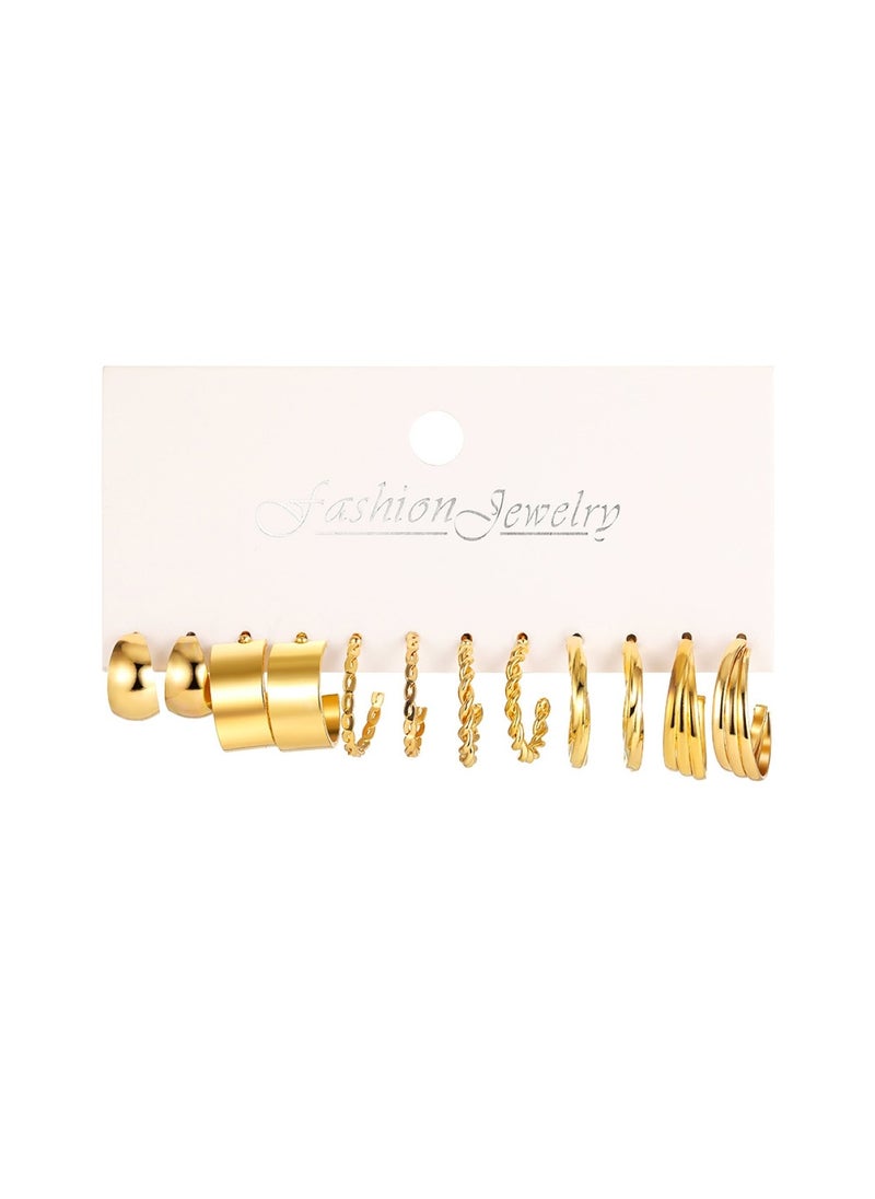 Huitich 24 Pairs Gold Colour Tone Hoop & Stud Earrings Set Elegant Fashion Jewelry  - Image 3