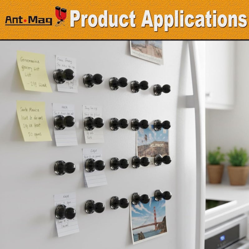 Ant Mag Magnetic Push Pins, 72 Pack Strong Whiteboard Magnets for Fridge, Maps, Office, Kitchen & Classroom Black - Image 5