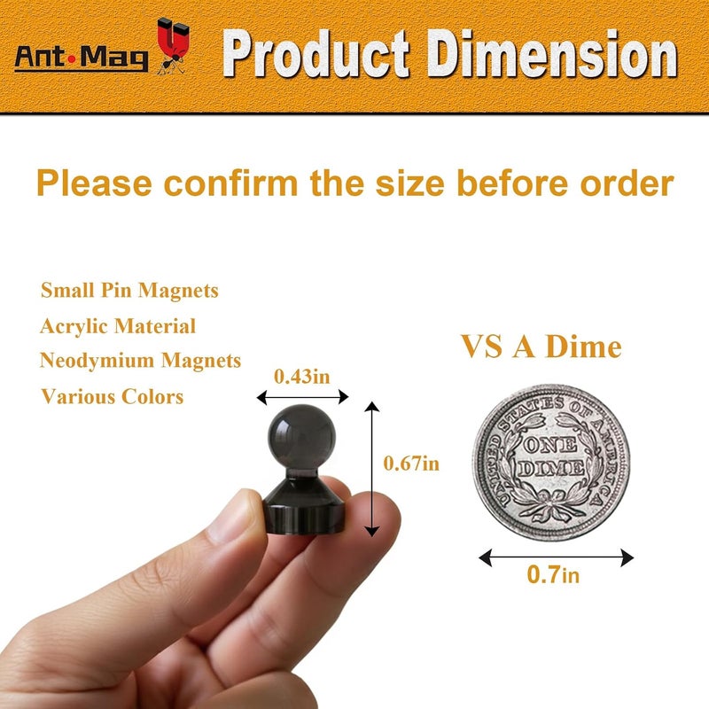 Ant Mag Magnetic Push Pins, 72 Pack Strong Whiteboard Magnets for Fridge, Maps, Office, Kitchen & Classroom Black - Image 2