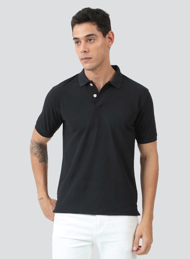Dutees Black Smart Polo Unisex Polo T-Shirt - Image 1