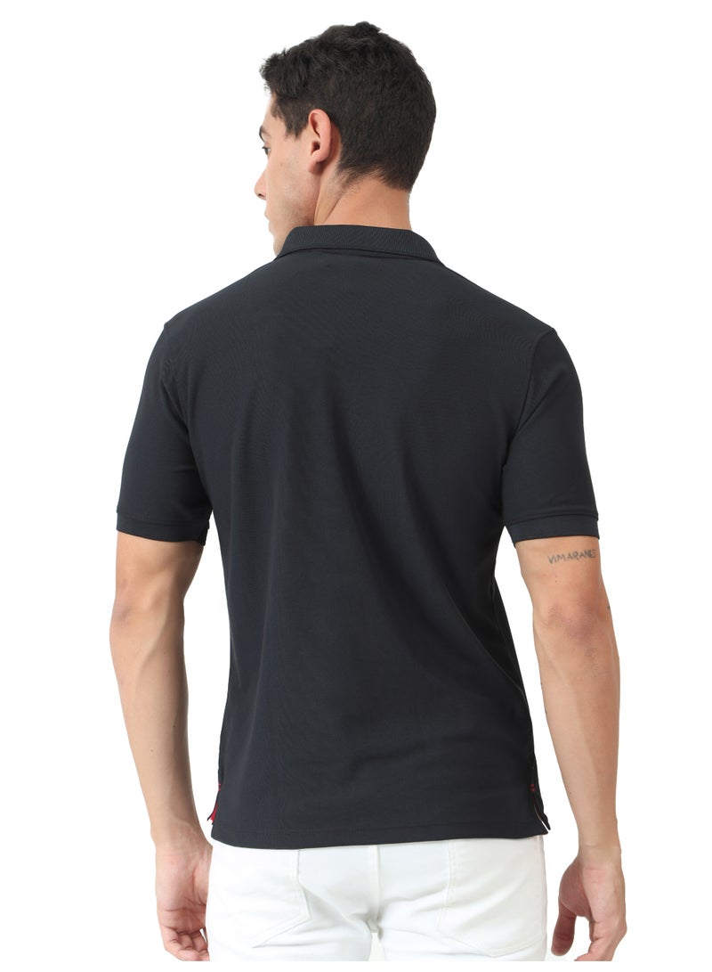 Dutees Black Smart Polo Unisex Polo T-Shirt - Image 2