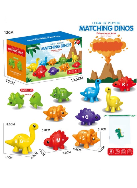 Montessori Learning Toys, Letters Matching Game, 26 Alphabet Dinosaur Toy, Double-Sided ABC Alphabet Match Uppercase Lowercase, Educational Fine Motor Skill for 12 Months Toddlers