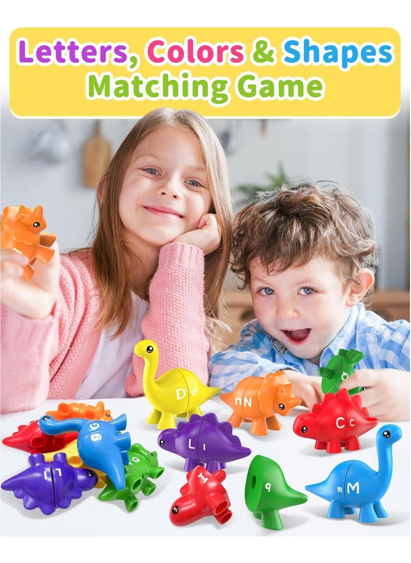 Letters Matching Game, 26 Alphabet Dinosaur Toys , Double-Sided ABC Alphabet Match Uppercase Lowercase, Montessori Learning Toy Educational Fine Motor Skill for 12 Months Toddlers Kids 1 2 3 4 5 Years Old  - Image 2