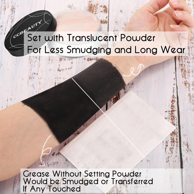 CCbeauty 36 Colors Face Body Paint Oil Based, Safe Neon Face Painting Palette Kit with Translucent Setting Powder,10 Black Brushes for Halloween SFX Special Effects Costume Cosplay Makeup - Image 4