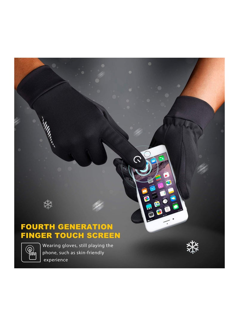 SYOSI قفازات شتوية SYOSI للنساء والرجال قفازات تزلج بطانة حرارية دافئة مع شاشة تعمل باللمس، مثالية للدراجات، الجري، القيادة، التنزه، المشي، الرسائل النصية، العمل في المجمد، البستنة والأنشطة اليومية (أسود) - Image 2