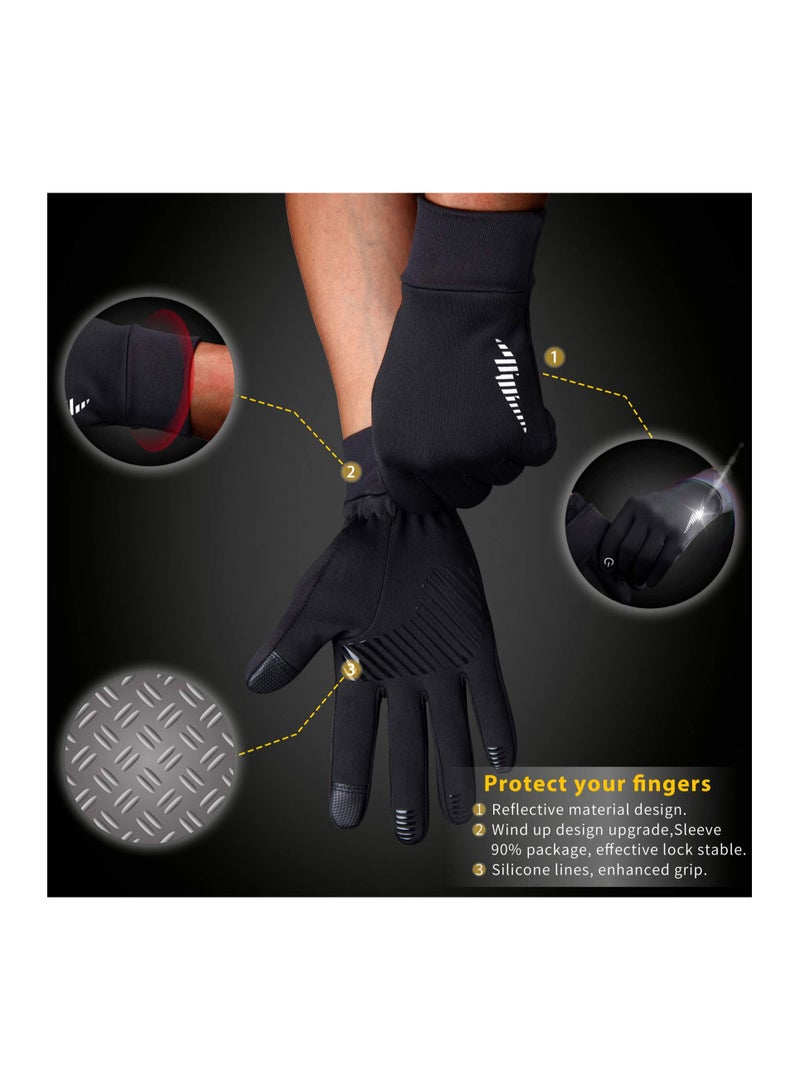 SYOSI قفازات شتوية SYOSI للنساء والرجال قفازات تزلج بطانة حرارية دافئة مع شاشة تعمل باللمس، مثالية للدراجات، الجري، القيادة، التنزه، المشي، الرسائل النصية، العمل في المجمد، البستنة والأنشطة اليومية (أسود) - Image 3