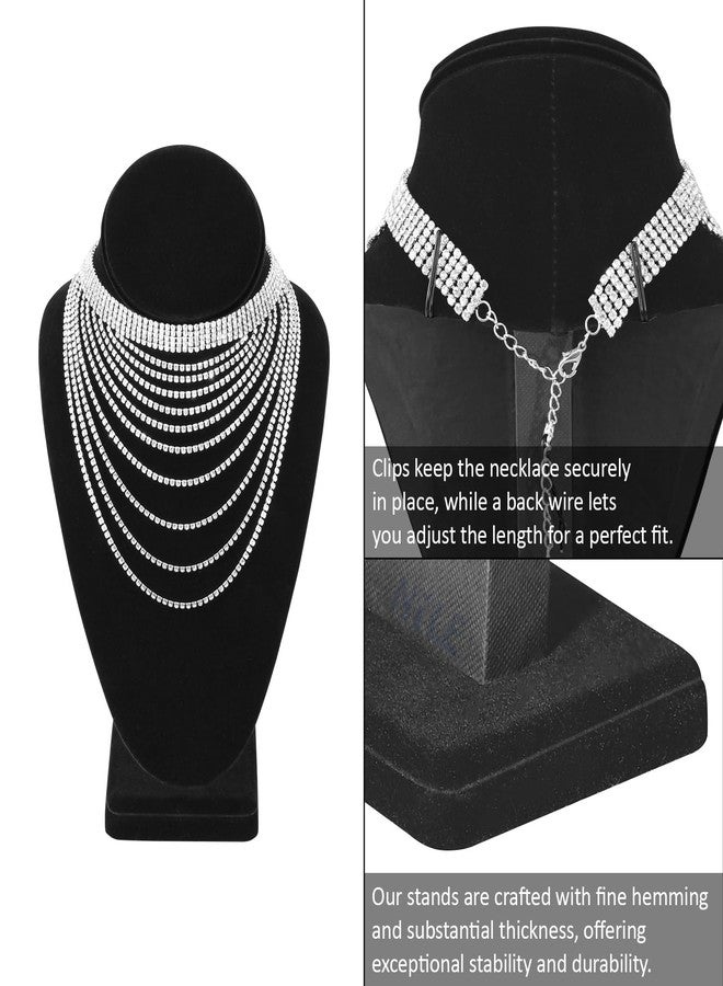 MOOCA 9 Pcs Jewelry Display Set, Necklace Display Bust, Bracelet Holder Stand, Earring Organizer, Ring Holder Stand for Showcase and Store, Black Velvet - Image 5