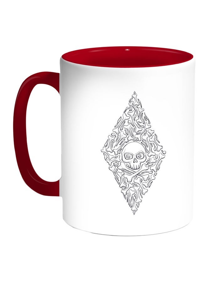 RYN Bones And Skull Printed Coffee Mug Red/White/Black 11ounce