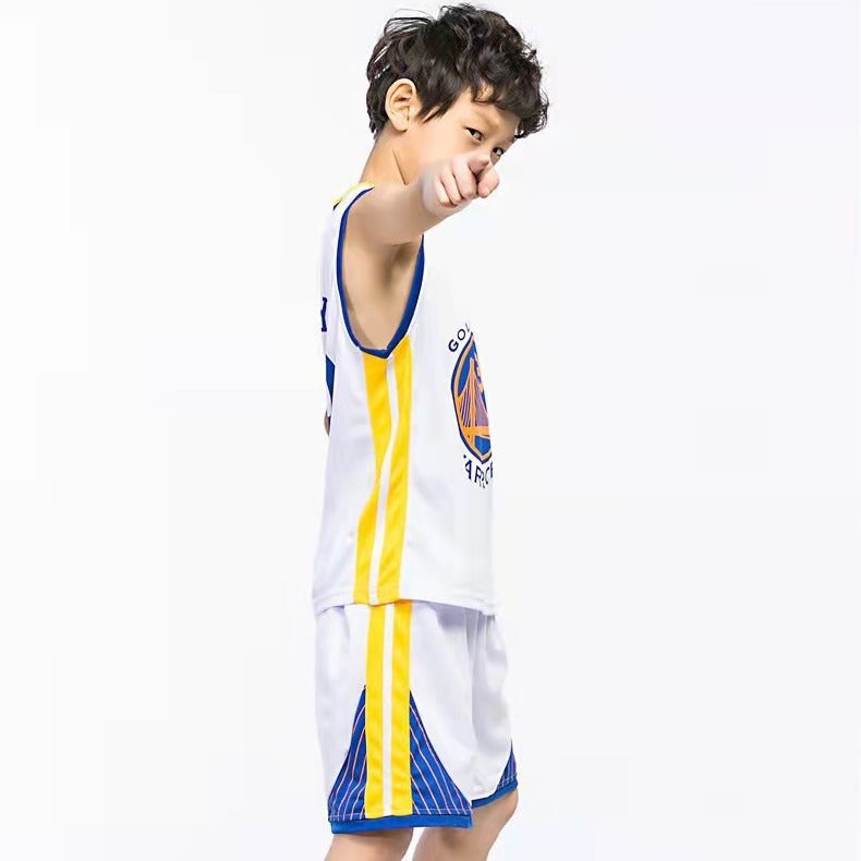 Children'S Basketball Suit Warriors Team No.30 Curry Jersey Male And Female Primary And Secondary School Students' Kindergarten Training Suit - Image 4