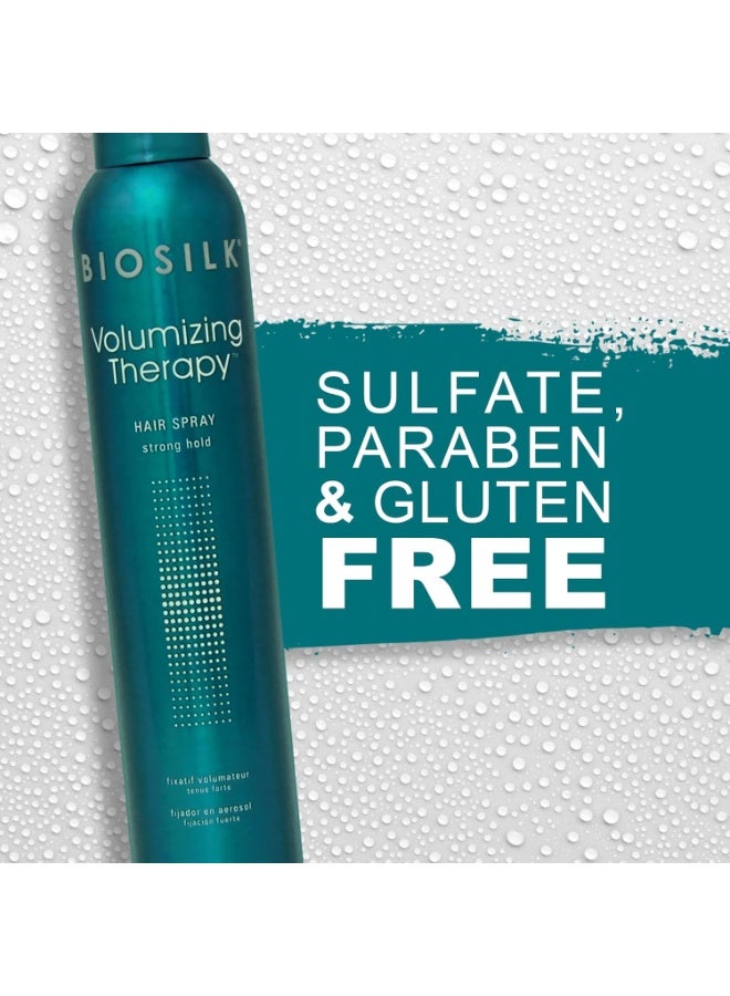 BioSilk Volumizing Therapy Strong Hold Hair Spray, Provides Extra Volume, Strength & Shine, Helps Styles Last, Sulfate, Paraben & Cruelty-Free, 10 Oz - Image 3