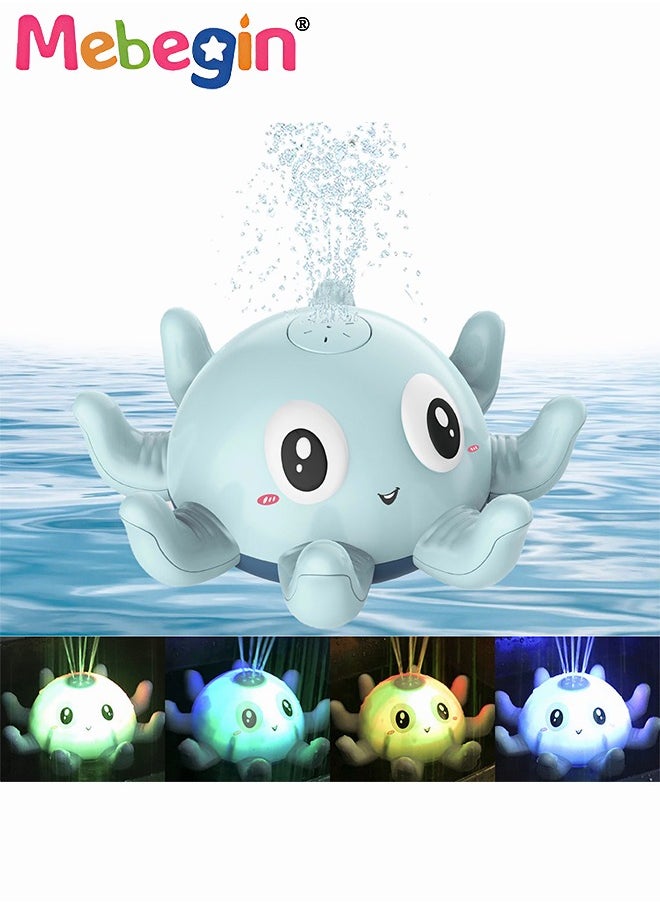MEBEGIN Baby Bath Toys with Cartoon Appearance, Automatic Spray Water Octopus Toy with Lights, Creative Bathtub Toys, Swimming Toys, Ideal Gift for Baby, 3 AAA Batteries Required(Not Included)  - Image 1