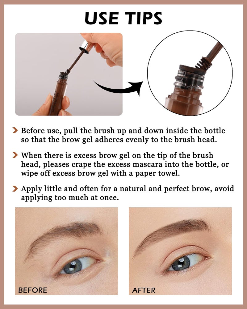 LYSdefeu Waterproof Tinted Brow Gel- Long Lasting SmudgeProof Liquid Eyebrow Makeup, Eyebrow Mascara Tinted Brow Glue, Eye Brow Filler, Volumizing Enhance Brow Mascara,With Brow Razor,Gift for Women- 03Brown - Image 4