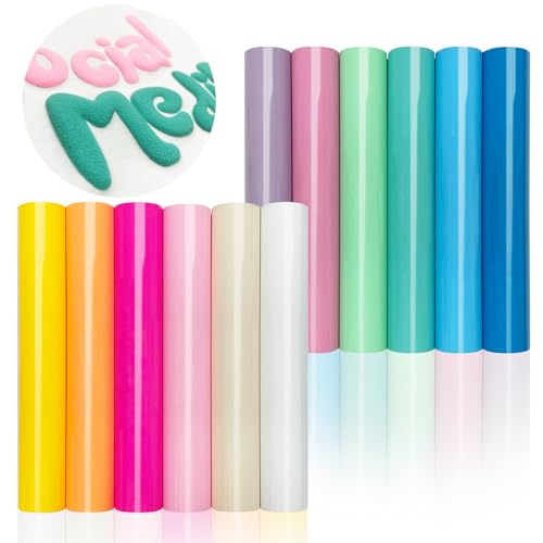 DUEUIOE 12Pcs DUEUIOE Puff Vinyl Heat Transfer 12x10Inch Puff Vinyl Heat Transfer for Tshirts Sweatshirts Hats 3D Texture Puff Vinyl Ideal for HTV Craft Projects Easy to Use Puff Heat Transfer Vinyl - Image 1