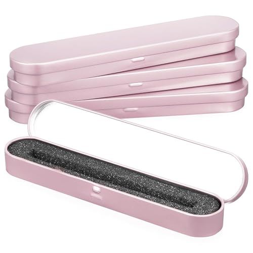 STORE 2508 4Pcs Empty Hinged Metal Box with Removable Sponge for Fountain Pens Ballpoint Pens Pencils Stationary Cutlery Candies Art & Craft Jewellery Nail Art Makeup Pen Drives (Rose Gold) - Image 1