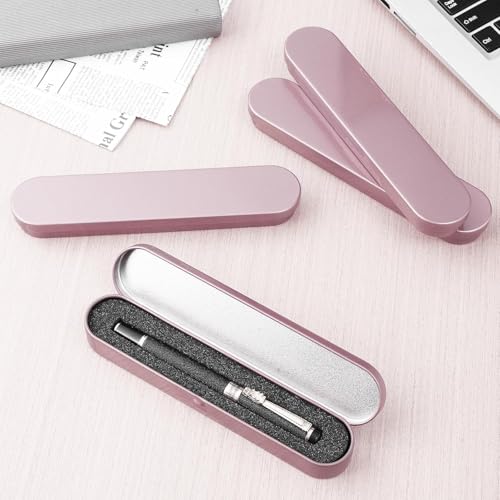 STORE 2508 4Pcs Empty Hinged Metal Box with Removable Sponge for Fountain Pens Ballpoint Pens Pencils Stationary Cutlery Candies Art & Craft Jewellery Nail Art Makeup Pen Drives (Rose Gold) - Image 5