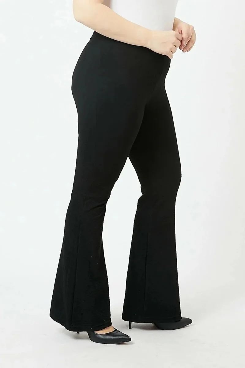 Swana Plus Size Bell-bottom Steel Knit Fabric Elastic Leggings Trousers
