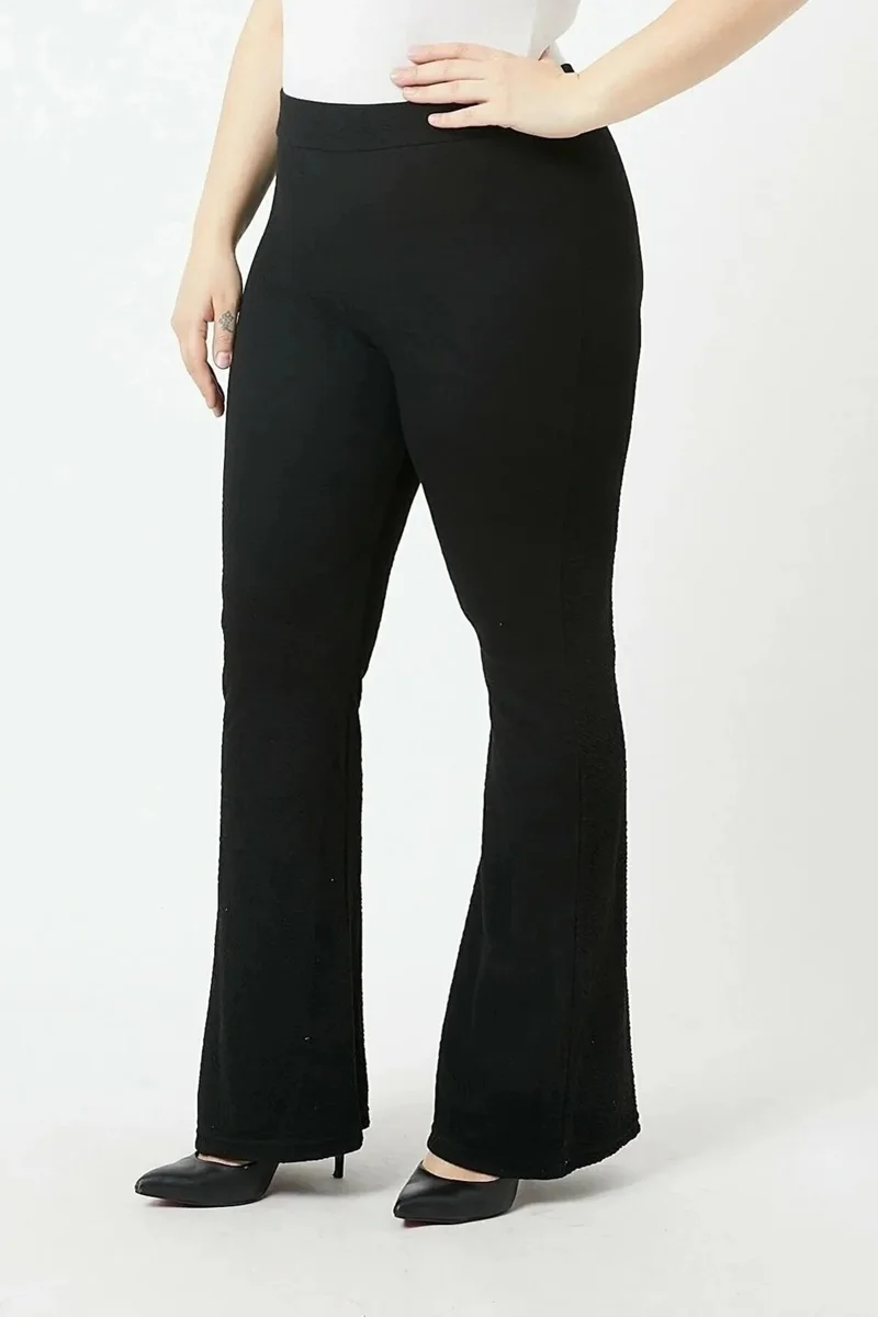 Swana Plus Size Bell-bottom Steel Knit Fabric Elastic Leggings Trousers