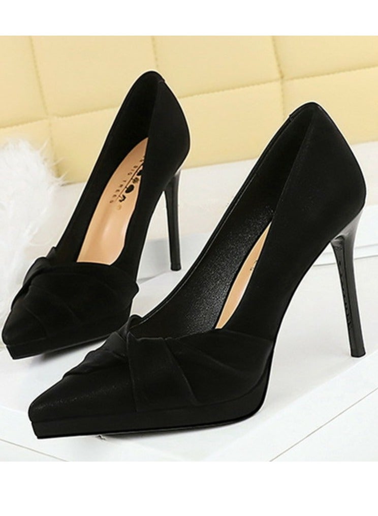 BIGTREE Women's Elegant Closed Pointed Toe High Heels Party Stiletto Pumps Black 10.5CM - Image 1