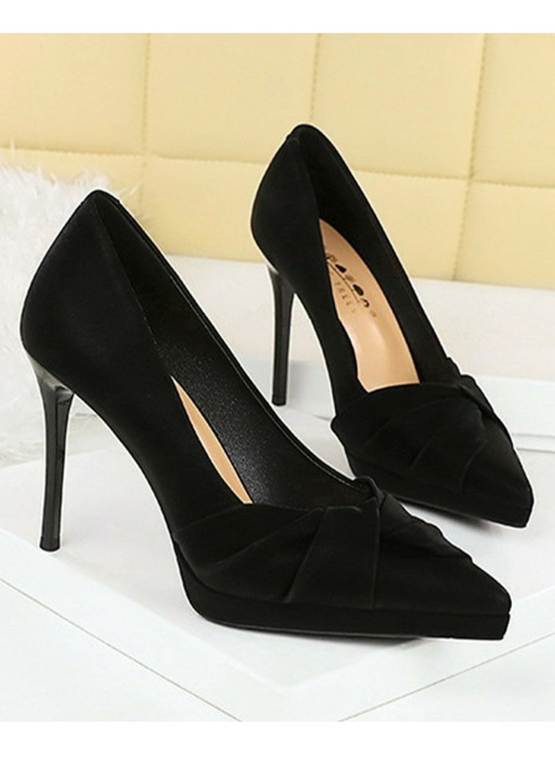 BIGTREE Women's Elegant Closed Pointed Toe High Heels Party Stiletto Pumps Black 10.5CM - Image 2