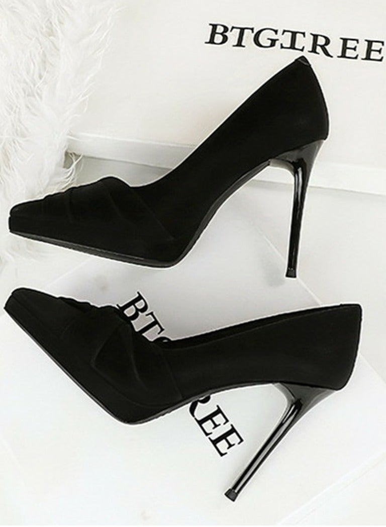 BIGTREE Women's Elegant Closed Pointed Toe High Heels Party Stiletto Pumps Black 10.5CM - Image 3