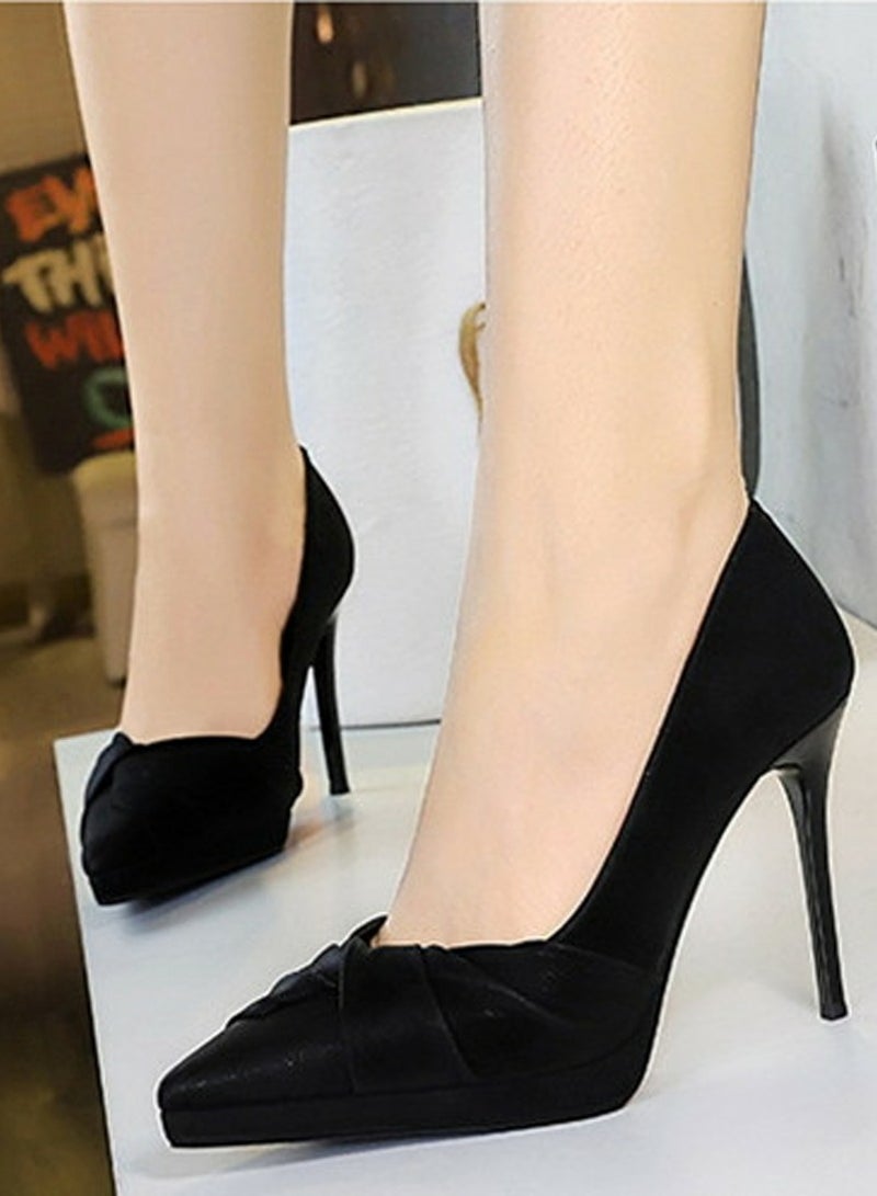 BIGTREE Women's Elegant Closed Pointed Toe High Heels Party Stiletto Pumps Black 10.5CM - Image 4