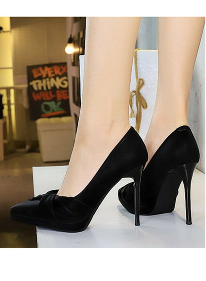 BIGTREE Women's Elegant Closed Pointed Toe High Heels Party Stiletto Pumps Black 10.5CM - Image 5