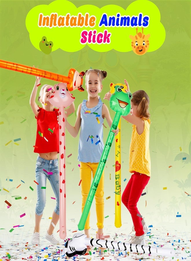 Cotiny 18 Pcs 41 Inch Inflatable Stick Animal Blow up Animal Sticks Jungle Safari Animal Balloons Toys for Kids Animal Theme Birthday Party Favors Decorations - Image 3